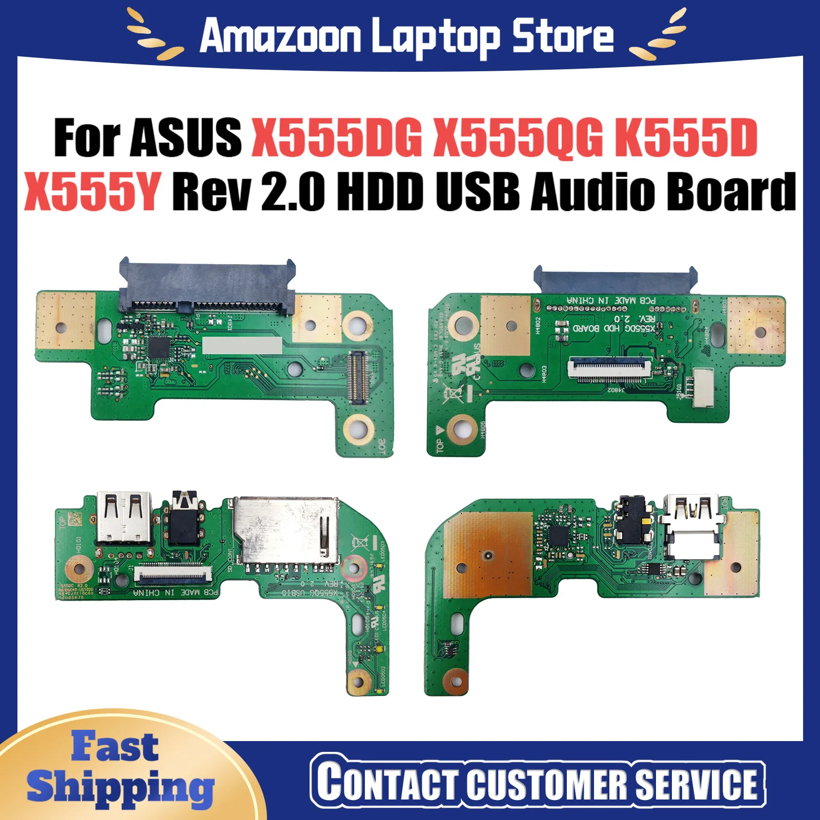 For Asus X555DG X555QG Series HDD Hard Disk Drive USB Audio Board K555D X555Y X555B REV:2.0 100% Tested Fast Ship