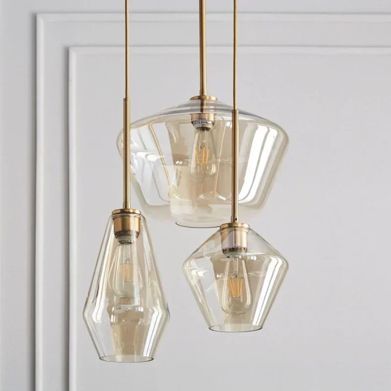Nordic Modern Glass Pendant lights Fixtures Loft LED Hanging  Lamp for Kitchen Restaurant Living Room Bedroom E26 E27