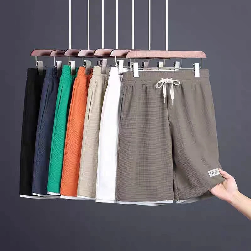 

2024 New Summer Men's Running Shorts Gym Wear Fitness Workout Shorts Sport Pants Tennis Basketball Soccer Training Waffle Shorts