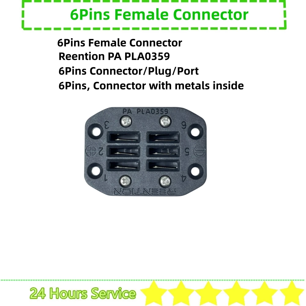 Reention 6 Pins Connector Plug Discharge Port 6 Cores Holes PA PLA0359 PLA0361 PLA0360 PLA0358 36v 48v Ebike Battery Connectors