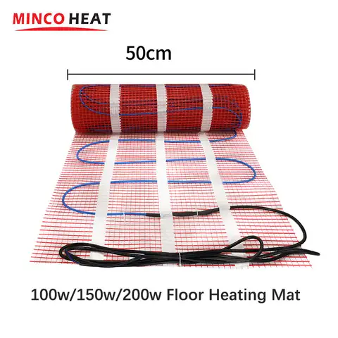 220V 100W/150W/200W Electric Floor Heating Mat MINCO HEAT Under Floor Heating System 0.5m2-2.5m2 Portable Easy Install Warm Mat