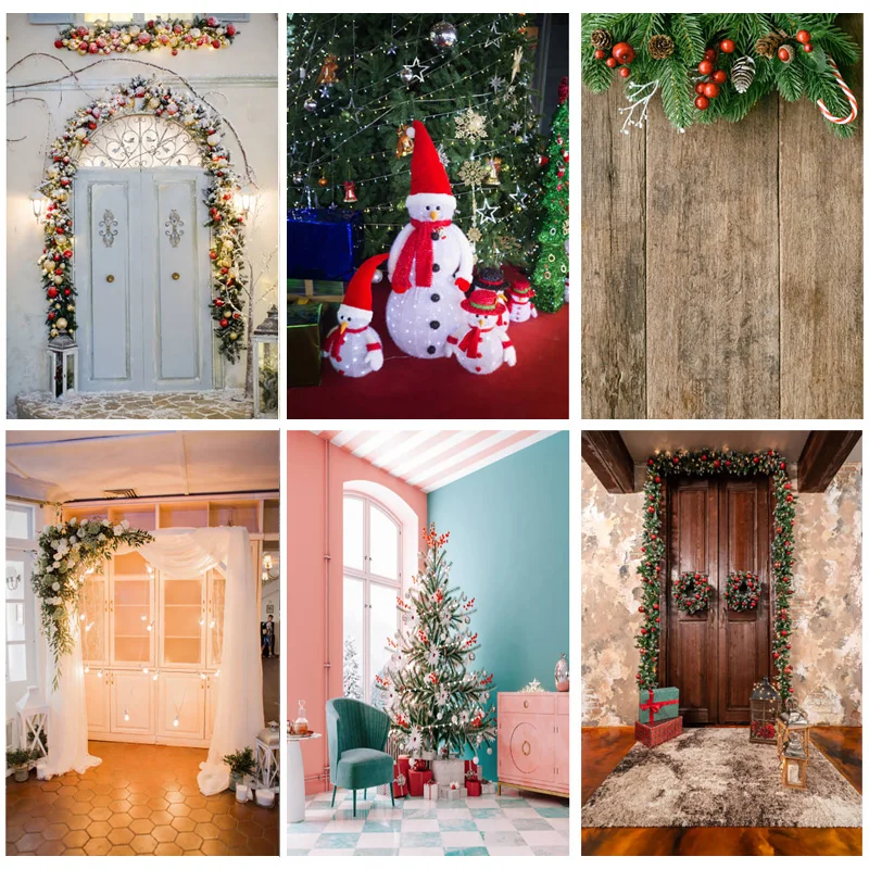 

SHUOZHIKE Christmas Photography Background Christmas Tree Fireplace Backdrops For Photo Studio Props SDJ-07