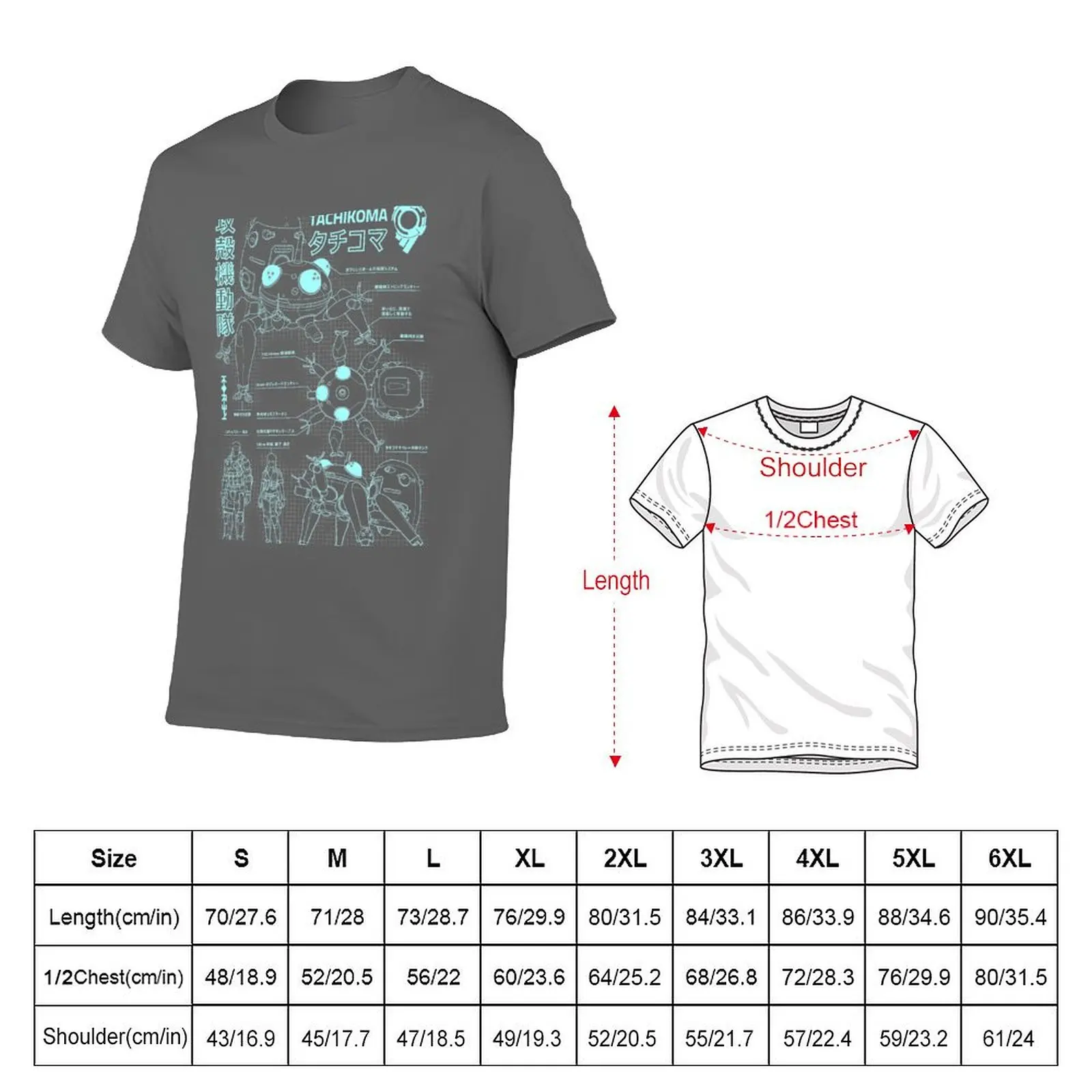 Tachikoma blueprint (boy) T-Shirt man t shirt heavyweights summer tops mens clothes