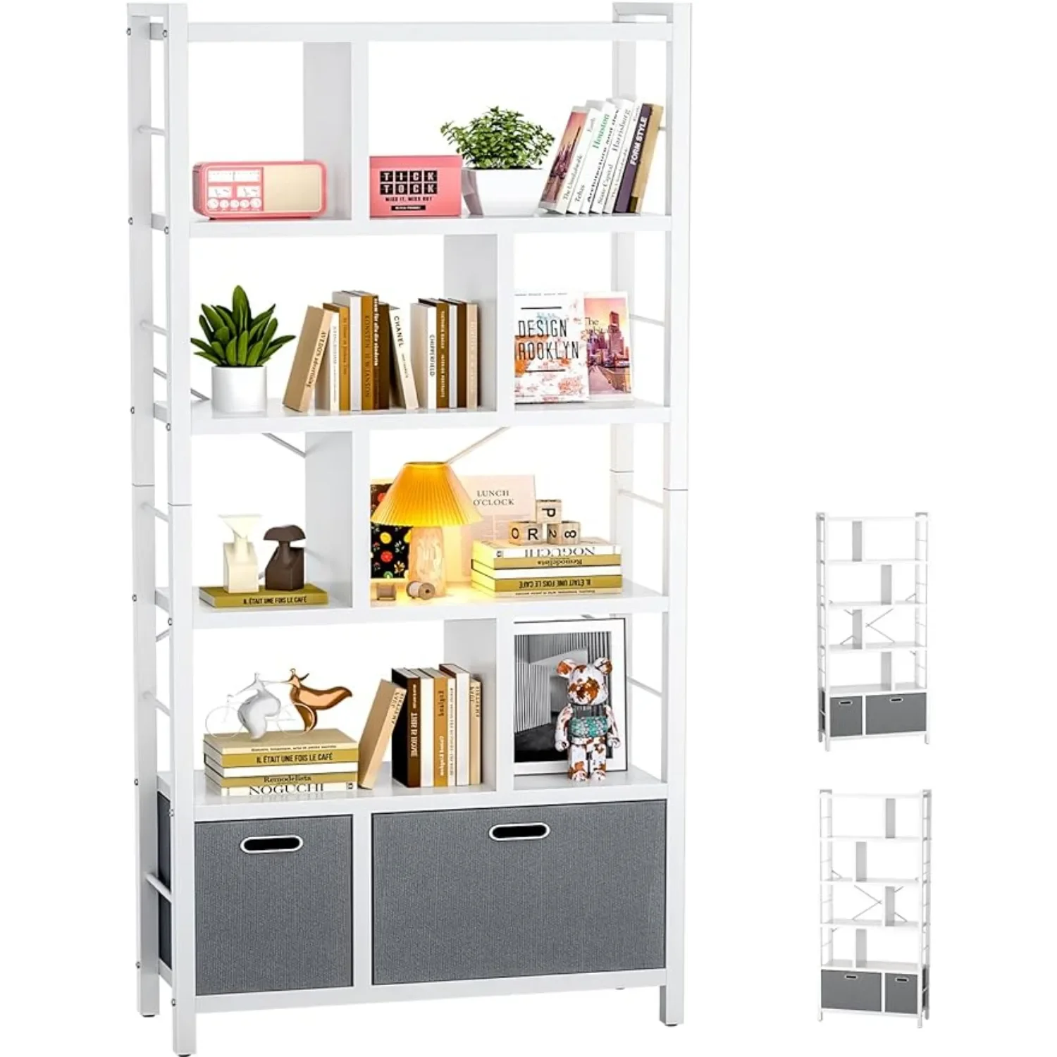 

74 Inch Tall Bookshelf 6 Tier Bookcase with Drawers Modern Display Standing Shelf Units with Storage for Living Room