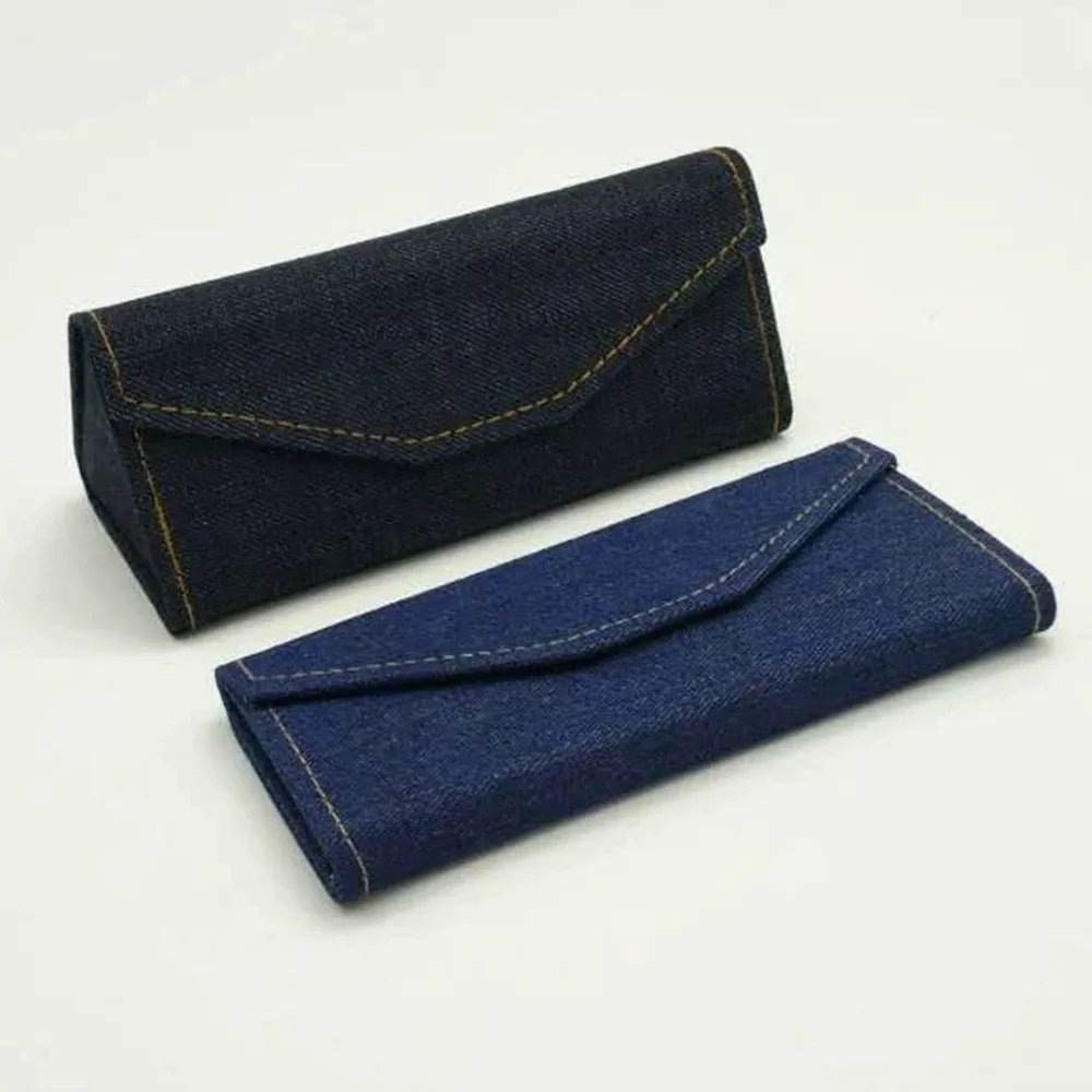 

Creative Denim Cloth Triangle Folding Glasses Case Soft Anti-pressure Reading Glasses Box Elegant Retro Eyewear Cases Men Women