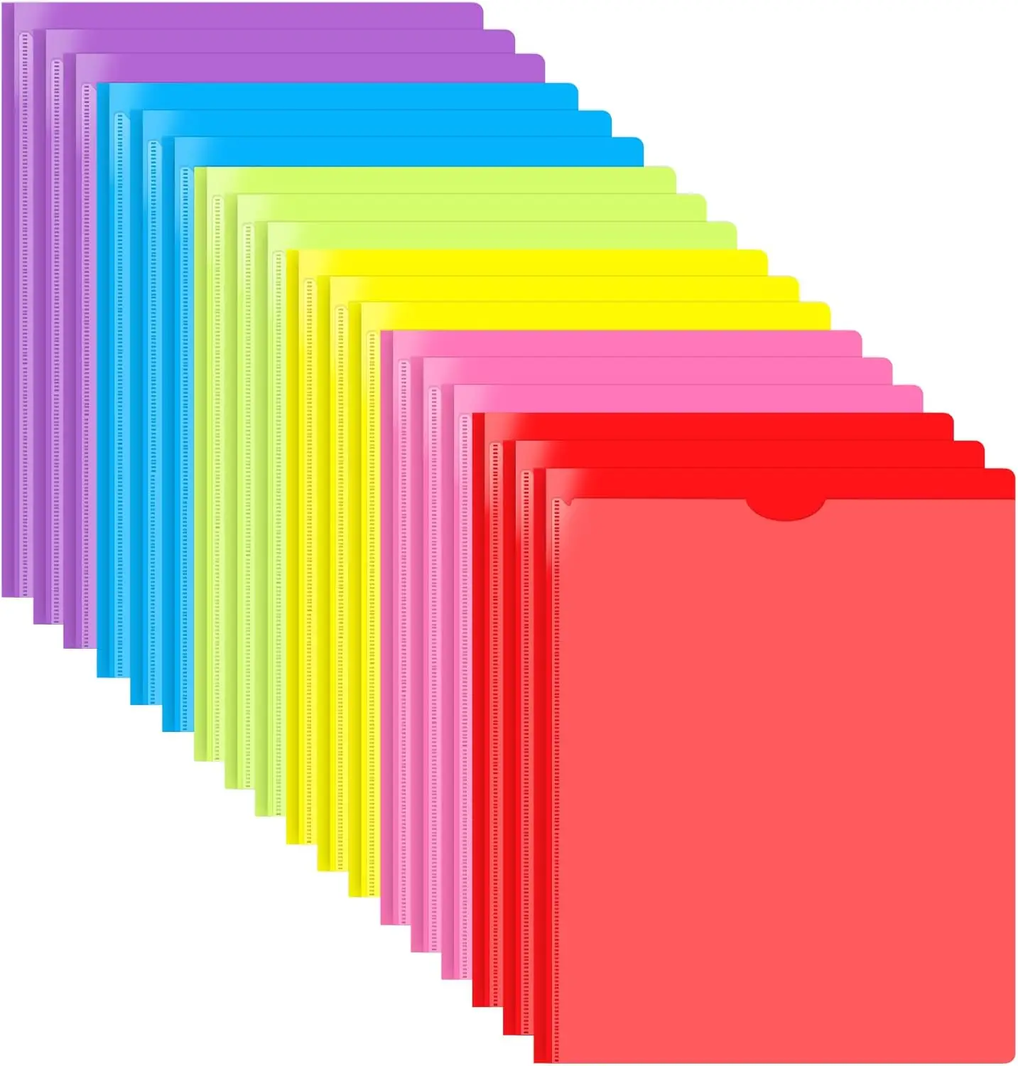 

Heavy Duty Plastic Pocket Folder with Prongs and Clear Front - 18 Pack, Assorted Colors