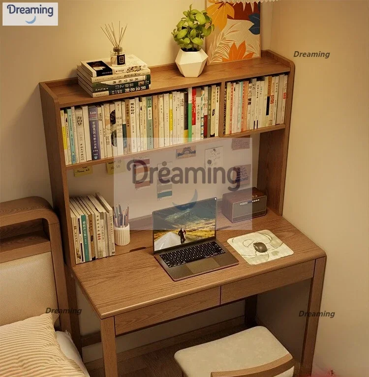 Estantería de escritorio de madera maciza, mesa integrada, escritorio de ordenador, dormitorio, hogar, mesa de estudio para estudiantes de secundaria, escritorio de escritorio