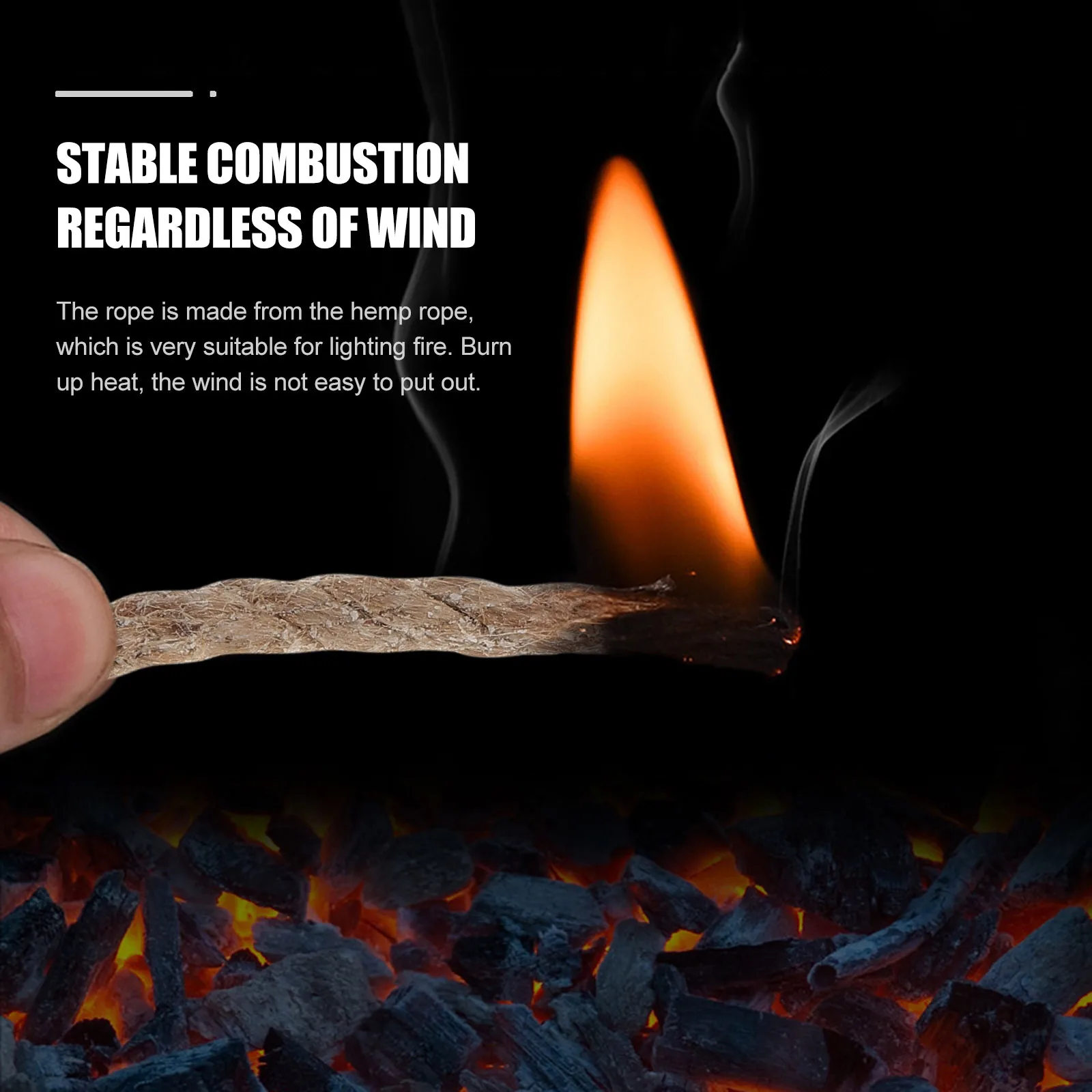 

3pcs Hemp Cords Lightweight Survival Wick Rope Camping Fire Starter Outdoor Burner Supplies Travel Tool