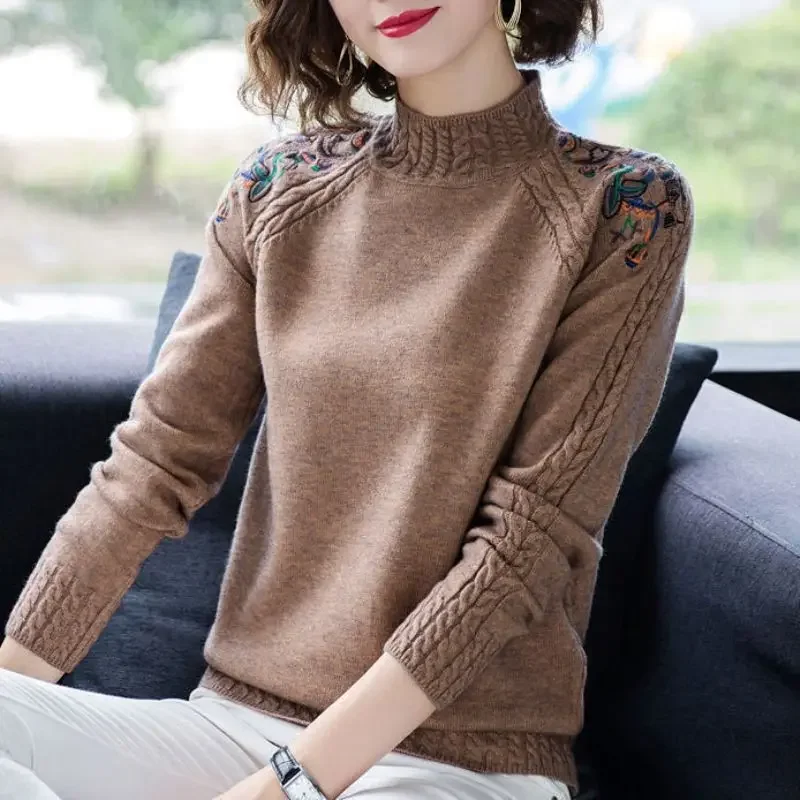Cheap wholesale 2021 spring auyumn winyer new fashion casual warm nice women flower sweater woman female OL Ay3011