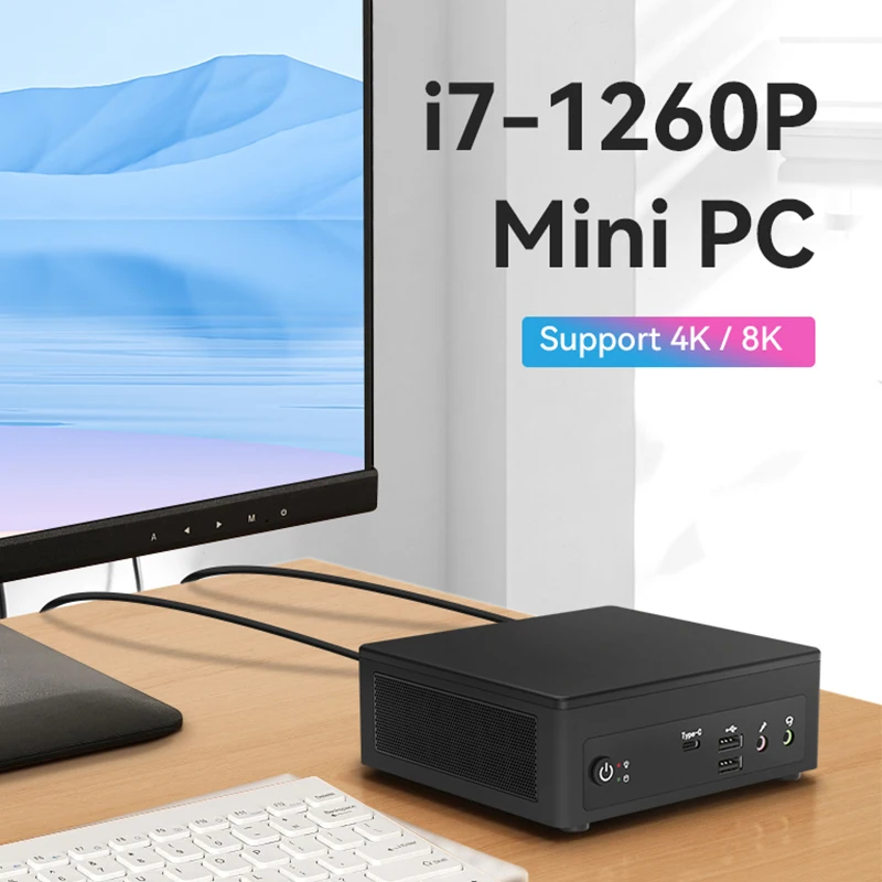 Tolibek-Mini PC Intel Core i7-1260P, Dual DDR4, 32GB de RAM, SSD M.2, 1TB, Windows 11, 10, Linux, DP, Tipo-C, 4K, Área de Trabalho, wi-Fi completo