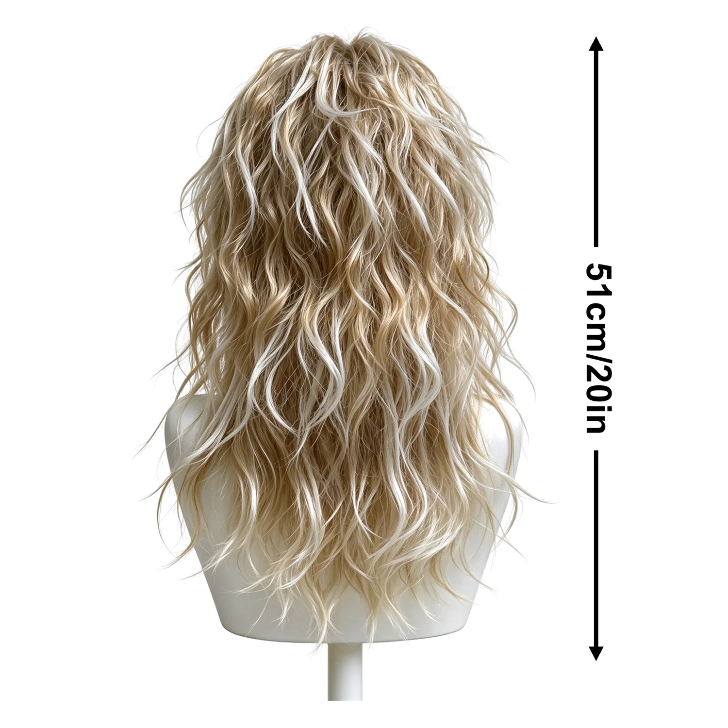 Messy Wave Wig 20 Inch Sand Blonde With Platinum Highlights Heat Resistant Synthetic Fiber Wig For Women, Role Playing