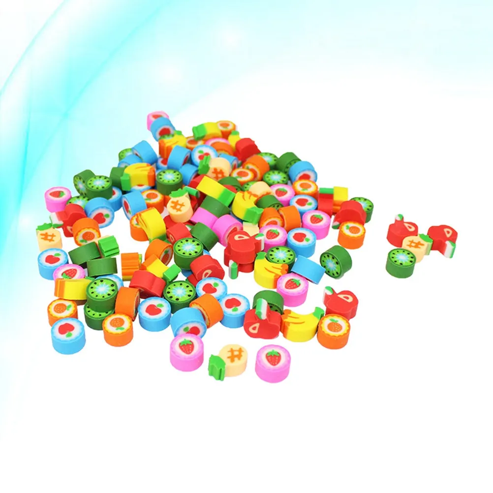 50Pcs Fruit Pencil Erasers Creative Cute Random Pattern School Supplies Stationery Gifts for Students Fun Study