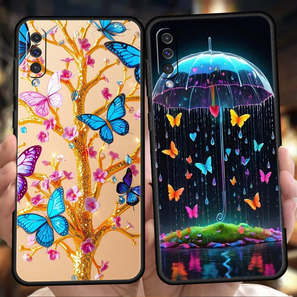 Phone Case for Samsung Galaxy A12/A14/A16/A24/A34/A54/A02/A03/A04/A06/A70/A50/A10/A20/5G Soft TPU Glowing Butterfly Tree Pattern