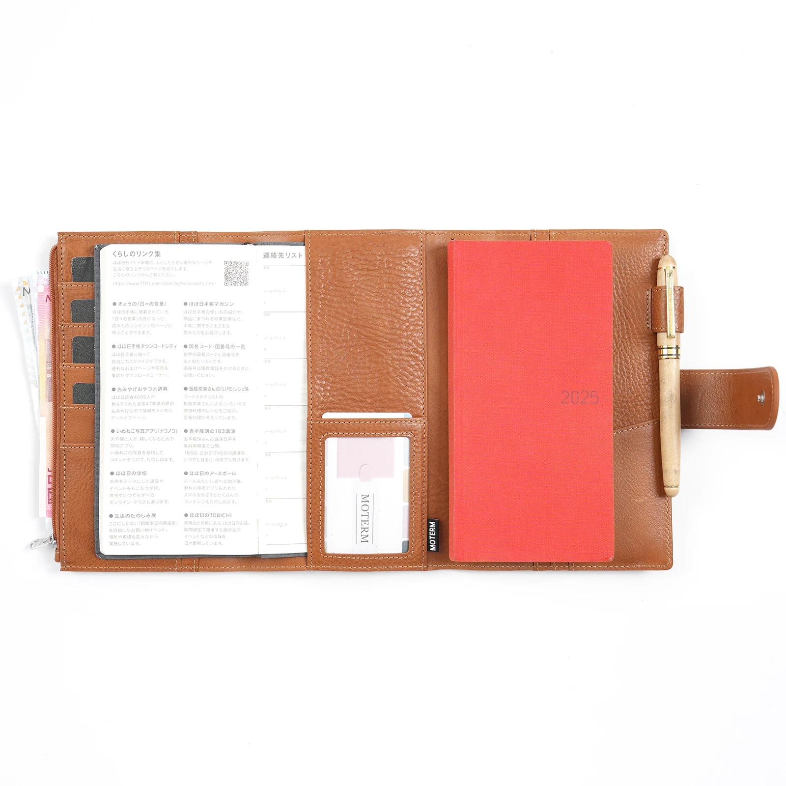 Тройная обложка Moterm Weeks без заднего кармана для блокнота Hobonichi Mega, органайзер-планировщик из кожи растительного дубления, повестка дня