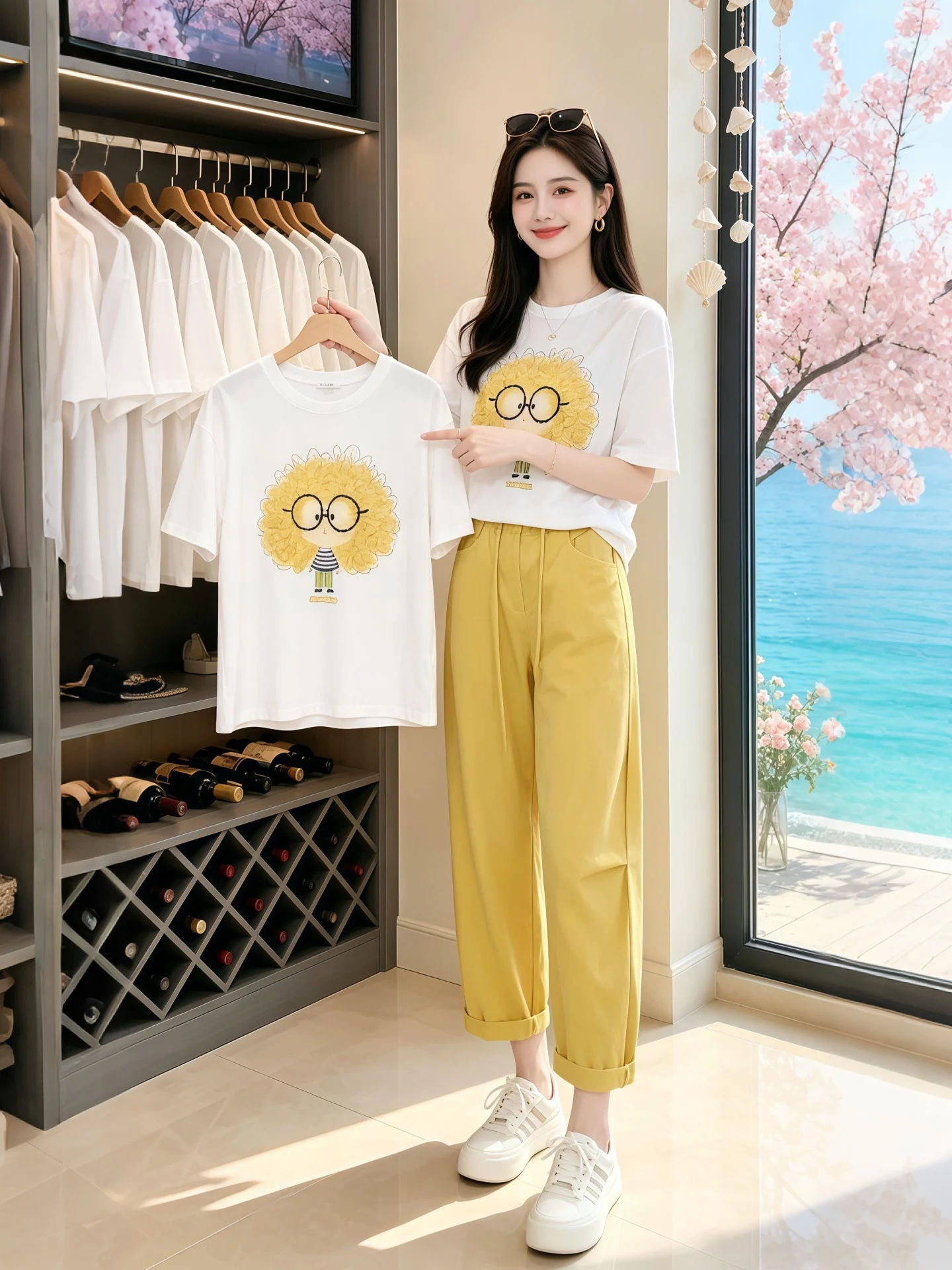 

Summer 2026 Fashionable Outdoor Sporty Printed Short Sleeve T-Shirt And Casual Pants Women's Two-Piece Set Breathable Comfort...