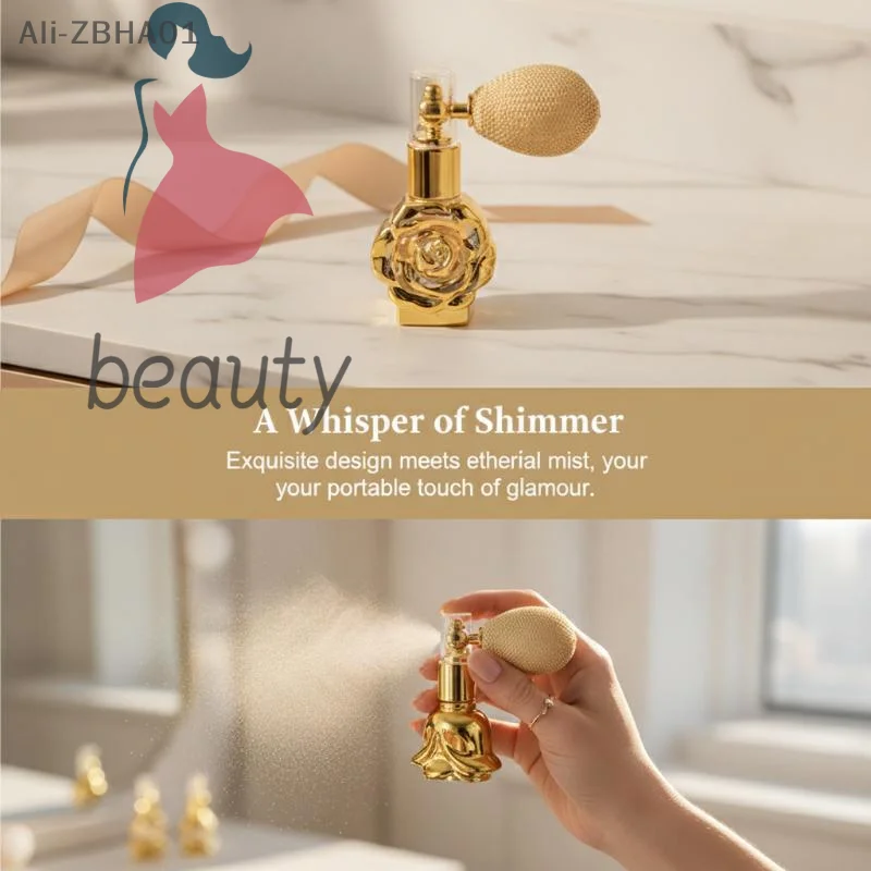 1Pcs Rose Glass Perfume Powder Atomizer Airbag Fragrance Splitter Portable Cosmetic Sample Spray Bottle For Beauty Products
