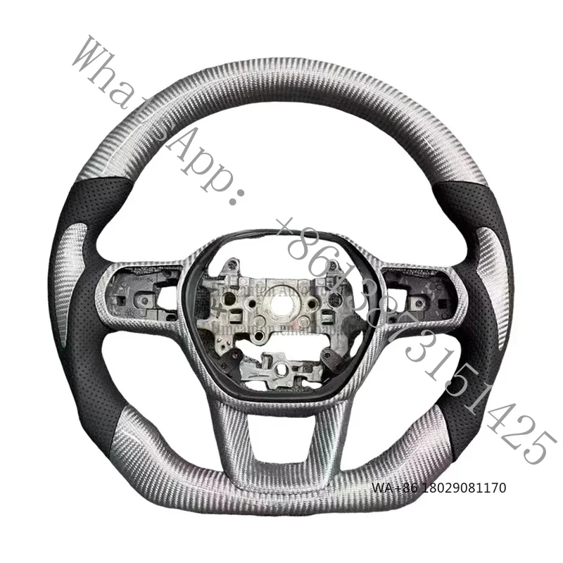 

Suitable custom factory silver carbon fiber perforated leather steering wheel suitable 11th generation car steering whee