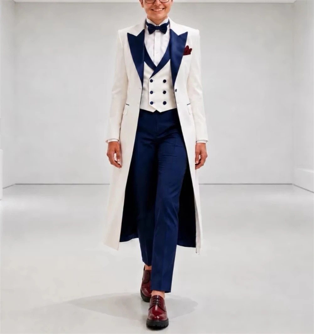 Traje de Chaqueta para Mujer en Azul Marino y Blanco, Elegante y Entallado, para Oficina, Invitada de Boda, Blazer para Damas (Solo Chaqueta)