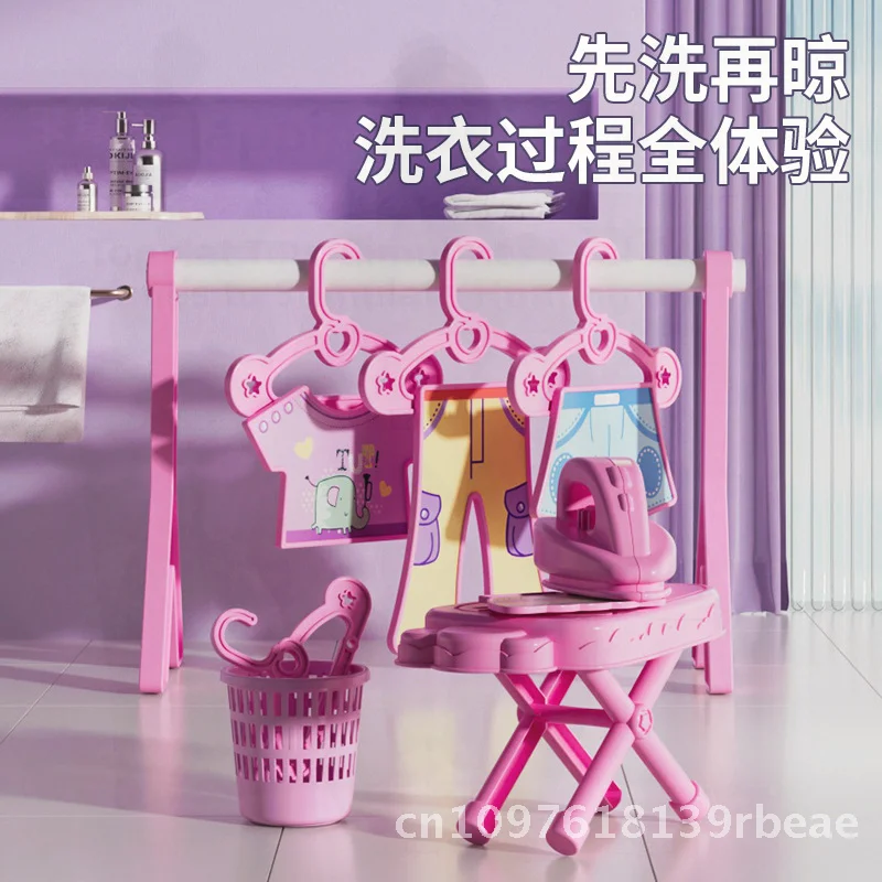 Mini simulação máquina de lavar roupa brinquedo para meninas ferramentas de limpeza doméstica tambor terno pequeno eletrodomésticos brinquedos para crianças 4-6