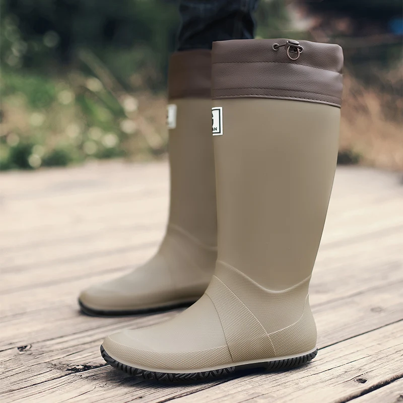 Rain Boots Fashionable High-Top Rain Boots for Outer Wear, Long-Tube Waterproof and Non-Slip Couple Style Outdoor Fishing Boots