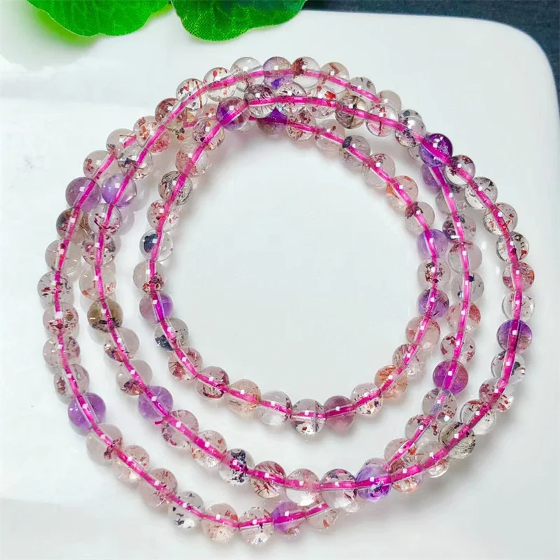 

Natural Super 7 Quartz Triple Circle Bracelet Women Healing Gemstone Crystal Strand Bangles Lovers Jewelry Gift 1PCS 5MM