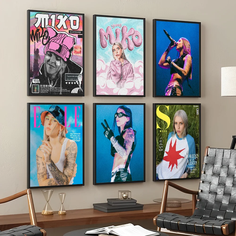 

Singer Young Miko Anime Posters Sticky Decoracion Painting Wall Art White Kraft Paper Wall Decor