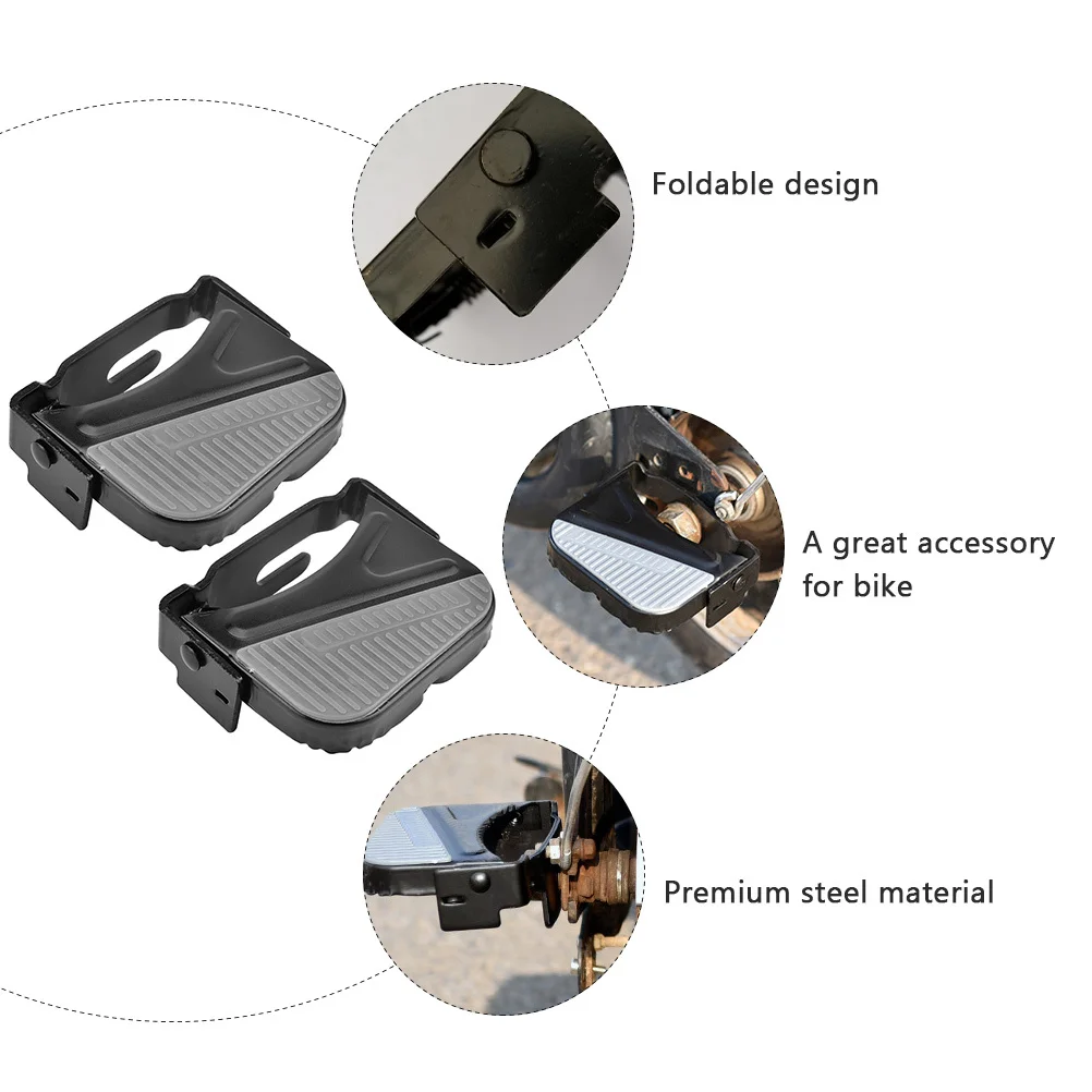 

2 пары педалей заднего сиденья велосипеда, безопасная подставка для ног, стальные велосипедные задние подножки, нескользящие прочные запасные части для велосипеда