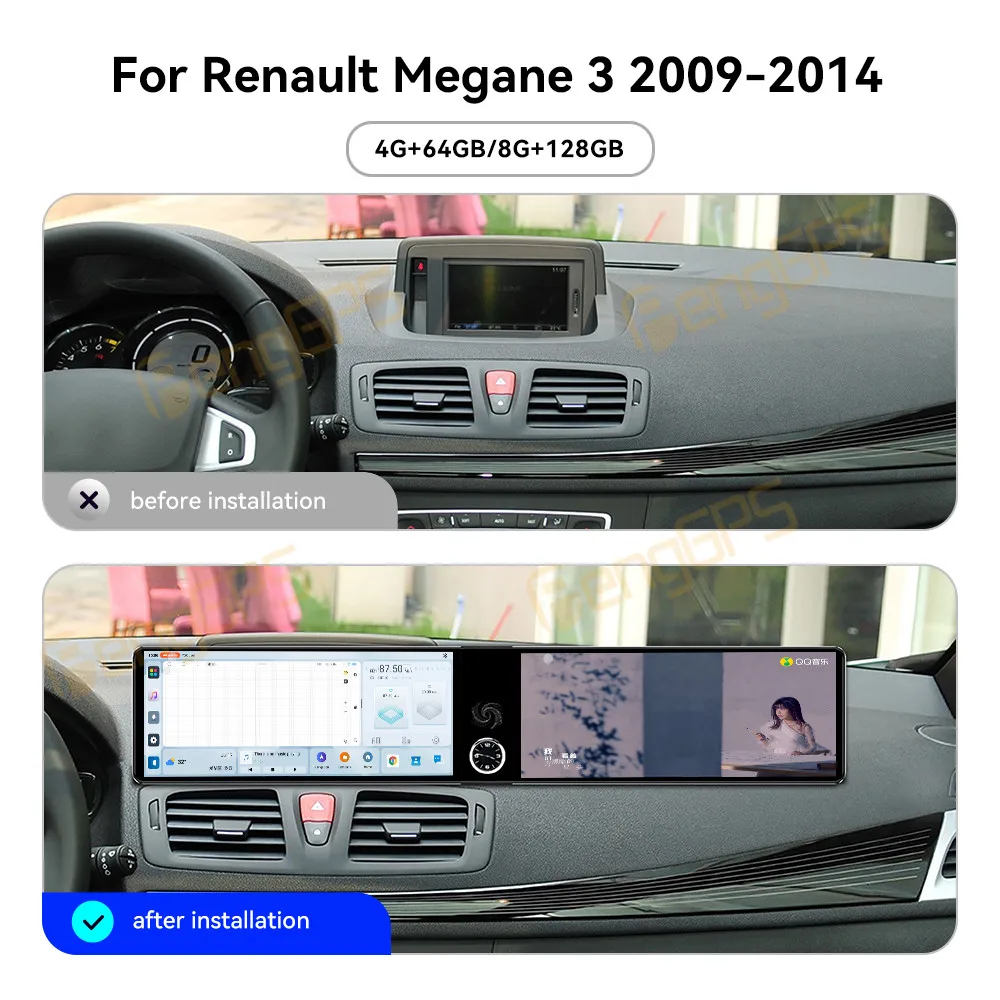 24.6 Inch Screen Car Radio For Renault Megane 3 2009-2014 Android Auto GPS Navigation Multimedia Video Stereo Receiver Head Unit