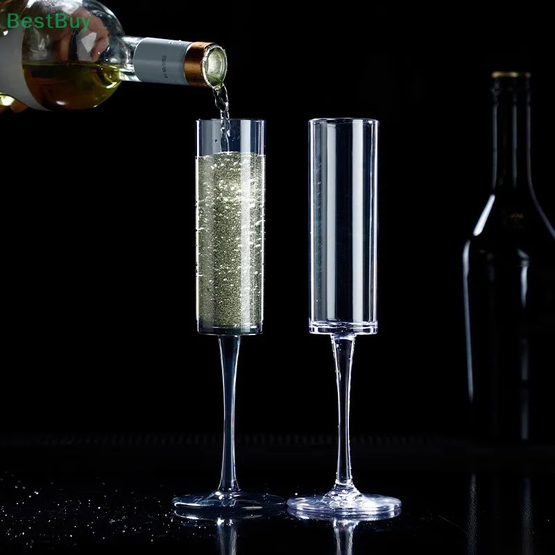 6OZ Champagne Glass Cocktail Cup Champagne Glass Red Wine Glass Plastic Cup Detachable Threaded High Footed Cup Beverage Cup