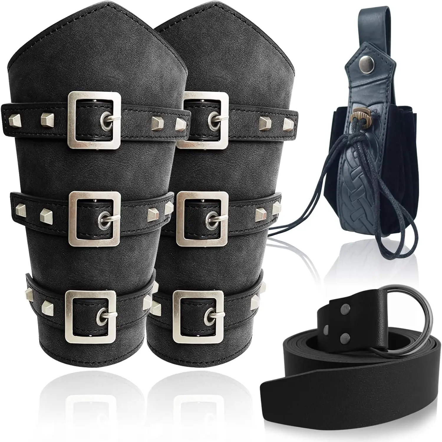 

1pc/2pcs/3pcs Halloween medieval retro knight belt unisex belt wrist guard wallet scabbard set Viking role-playing and Renaissan