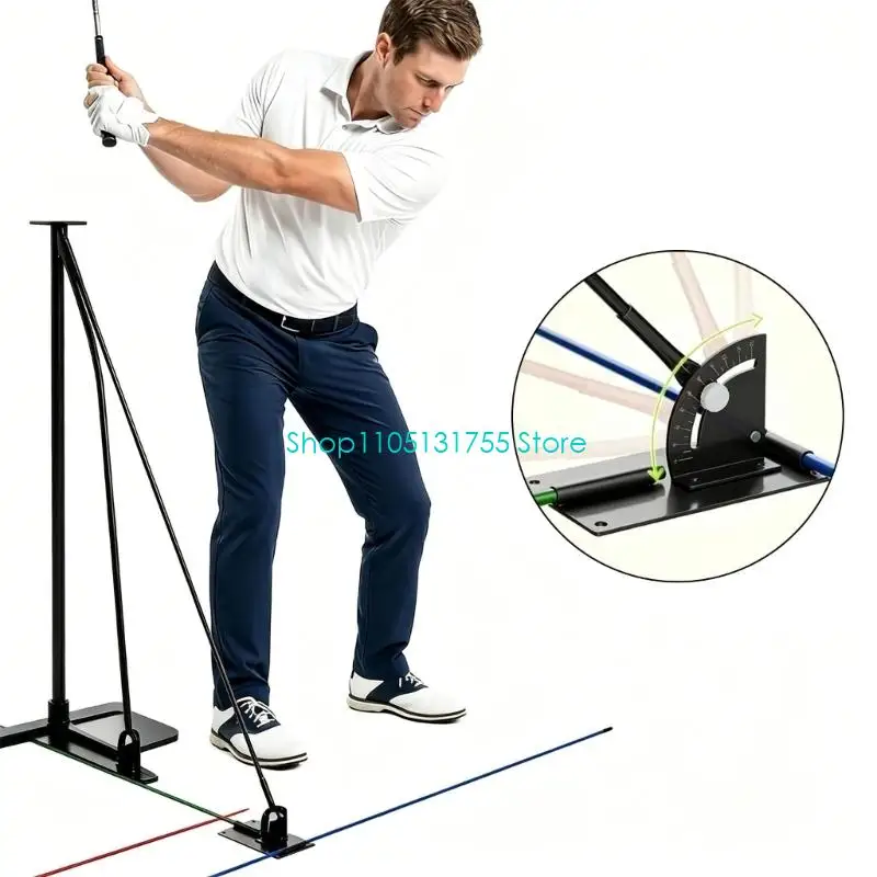 K0EF Golf Swing Alignment Stand With Rod Pair, Adjustable Metal Practice Stand for Stance Position, Swing Plane Review and