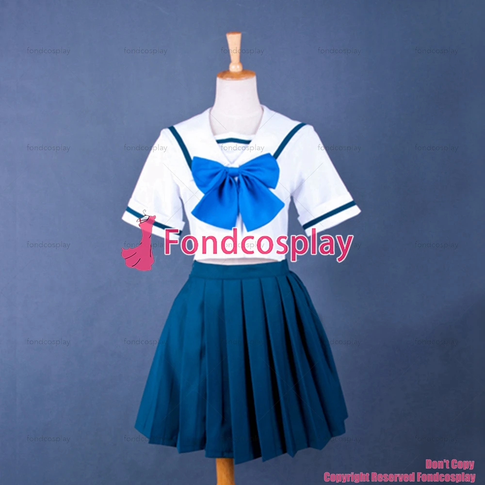 fondcosplay Robotics Notes Yoshino Nanjou School Uniform white cotton shirt Navy skirt Cosplay Costume CD/TV[G782]