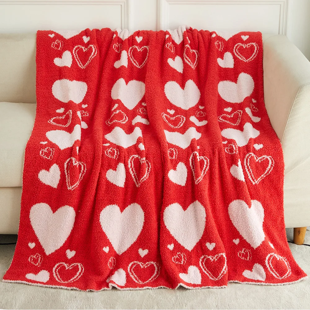 

Fleece Throw Blanket Valentine's Day Red Heart Love Pattern For Couch Sofa Lightweight Bedding Plush Fuzzy Gift For Adults