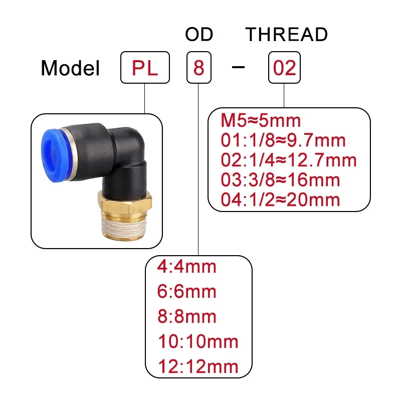 5Pcs SL Water Air Hose Pneumatic Air Connector 1/8 