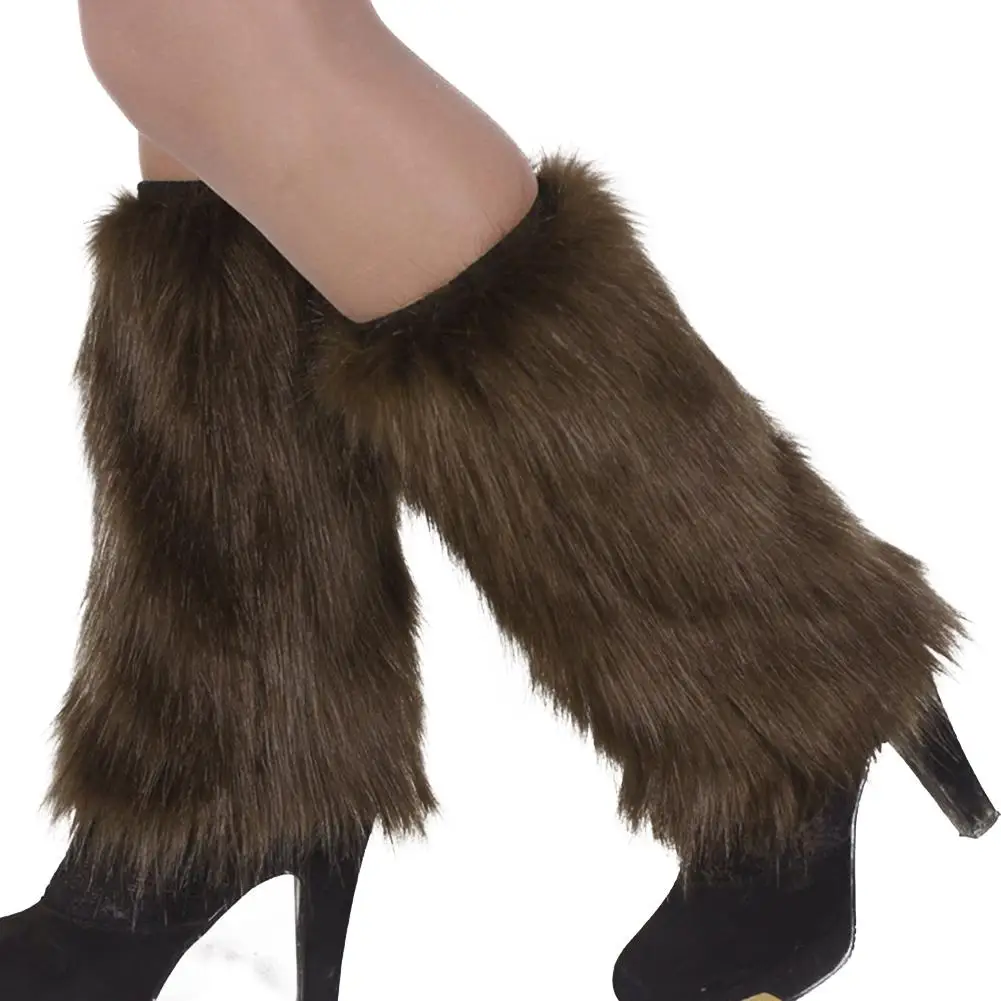Calentadores de piernas de piel sintética para mujer, calcetines cálidos de pierna larga de Color sólido, fundas de botas Punk Lolita para niñas,