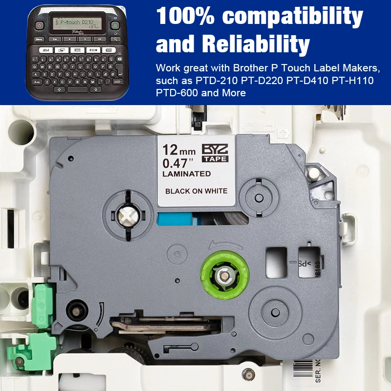 3PK 12mm TZ231 Label Tape TZ 231 TZ-231 Black on White Tape Compatible for Brother P-touch Label Maker Ribbon TZe231 for PTH110