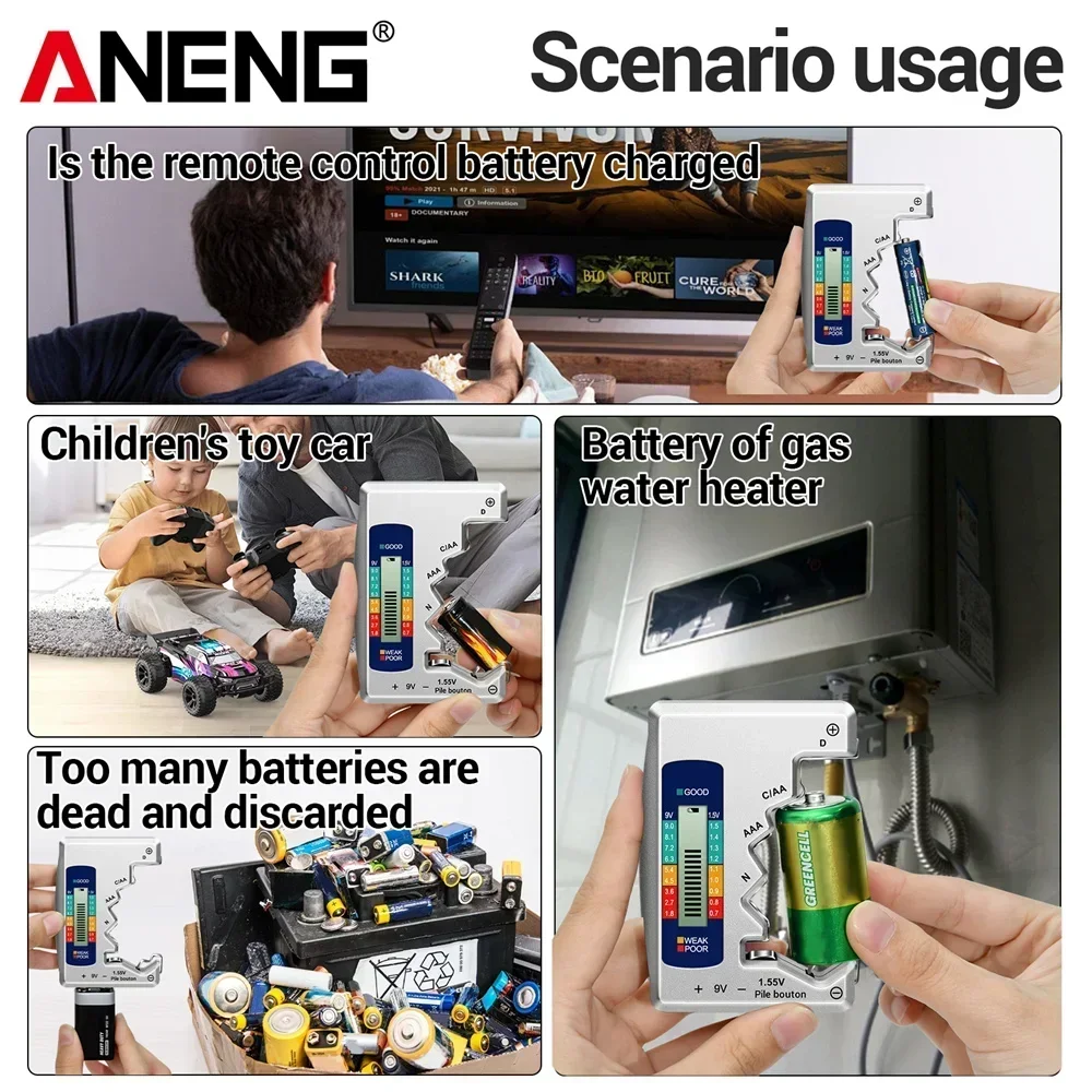 ANENG BT1688 جهاز اختبار بطارية رقمية C AA AAA D N 9 فولت 1.55 فولت زر خلية البطارية شاشة الكريستال السائل كاشف السعة Toos