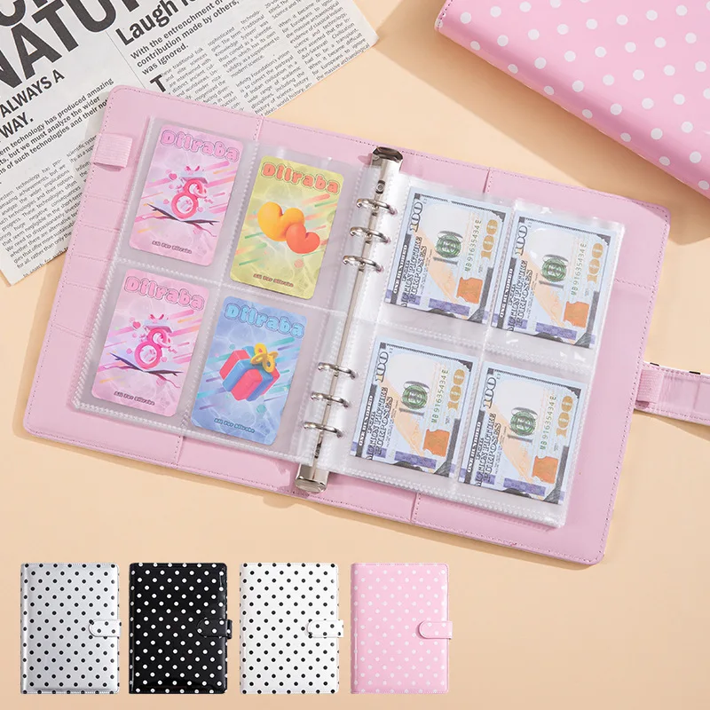 A5 Loose-Leaf Notebook Macaron Polka Dot Budget Binder for Money Management & Work Records