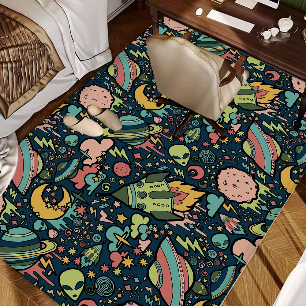 Universe Rocket Room Mats Cheaper Anti-slip Modern Living Room Balcony Printed Welcome Rug