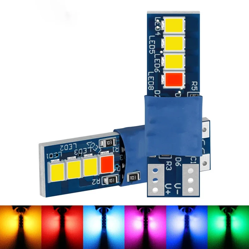 2pcs T10 W5W Canbus LED Signal Light Bulb Wedge Light Car Interior Reading Lamp No Error Dynamic Light Door Parking License Part