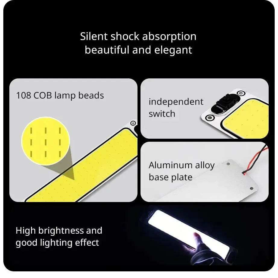 LED 12-24V Car Reading LED Night Strip Light Interior Light Ceiling Lamp with On Off Switch for Van Lorry Truck Camper Boat