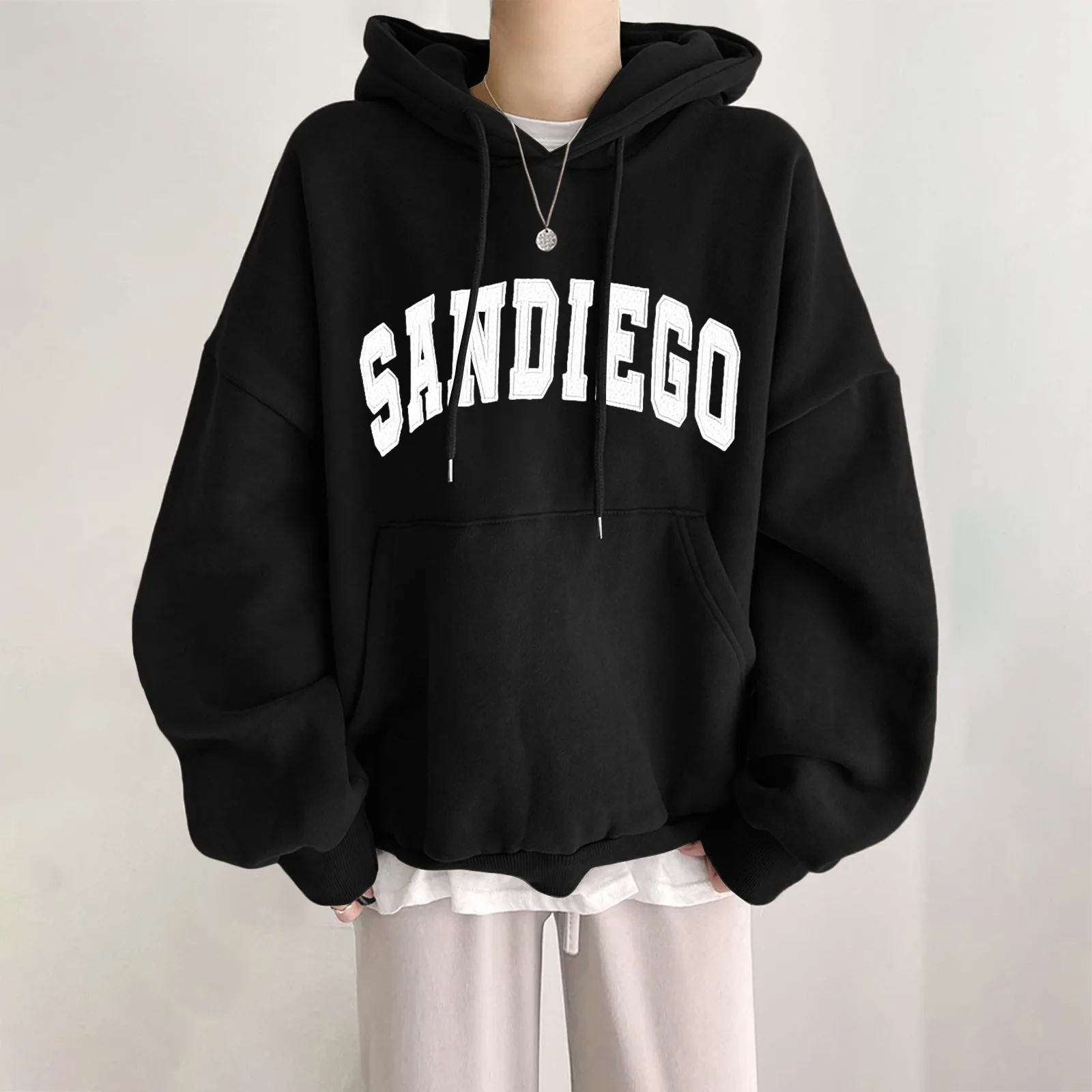 Sudadera holgada con estampado de letras para mujer, suéter de manga larga con cuello redondo, Estilo Vintage americano, ropa de calle de gran