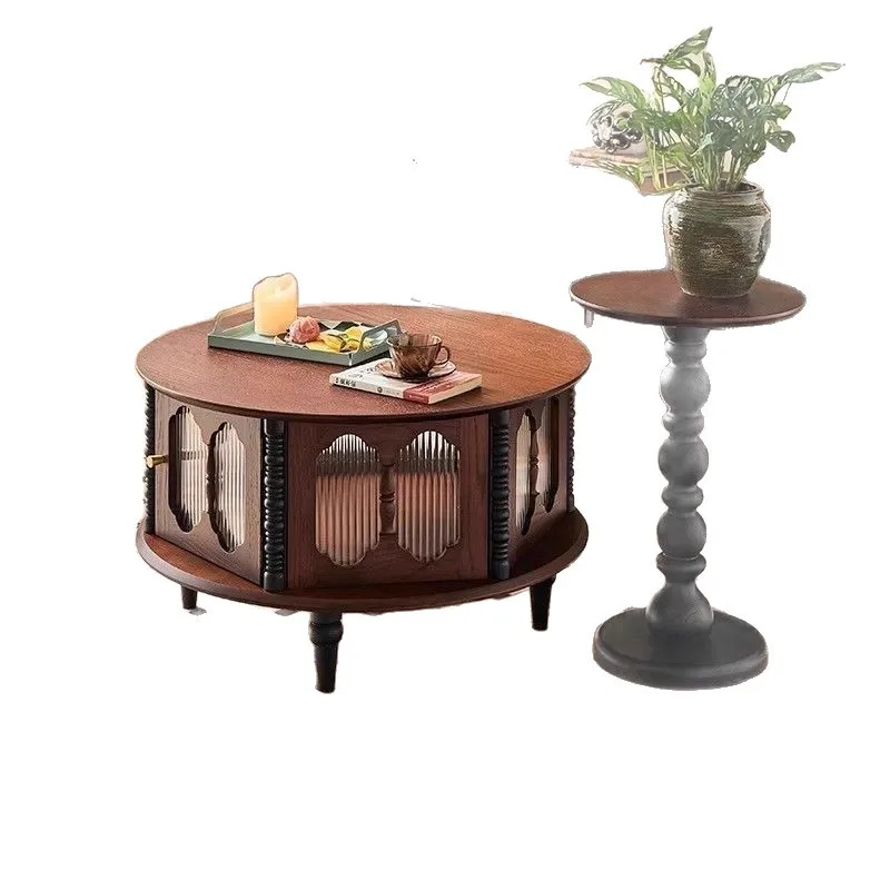 

Modern design coffee table Wooden panel coffee table High-grade cream cashew coffee table