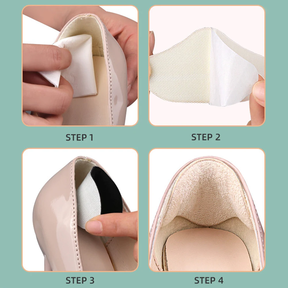 

2 Pairs Anti-Wear Heel Grips Shoe Inserts Self-Adhesive Cushions for High Heels Boots Rubbing Protector Non-Slip Padded Liners