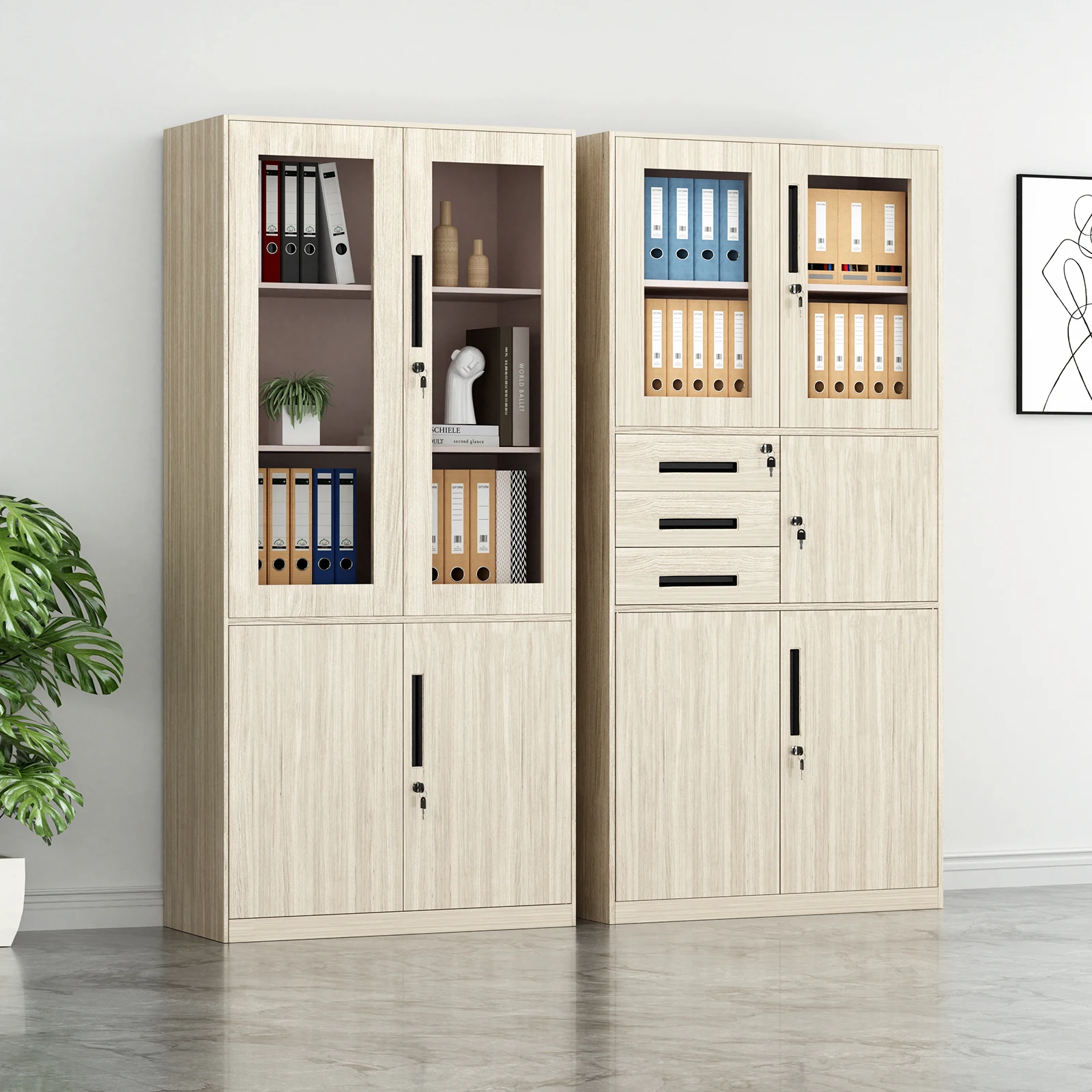 Steel Document Tin Cabinet Household Storage Bookcase Office File Data Certificate Locked Storage