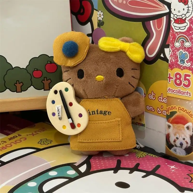 Sanrio Hello Kitty Plüschpuppe Schlüsselanhänger Niedliche Girly KT Katze Stofftier Taschenanhänger Kreativer Rucksack Hängendes Ornament Geschenk