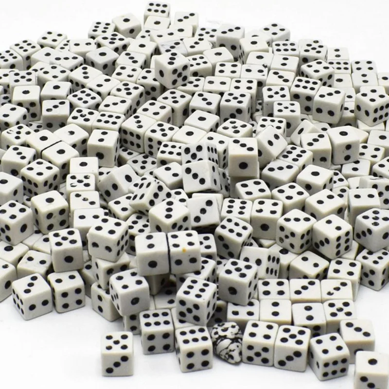 50 Pcs/Lot Dices 8mm Plastic White Gaming Dice Standard Six Sided Decider Party