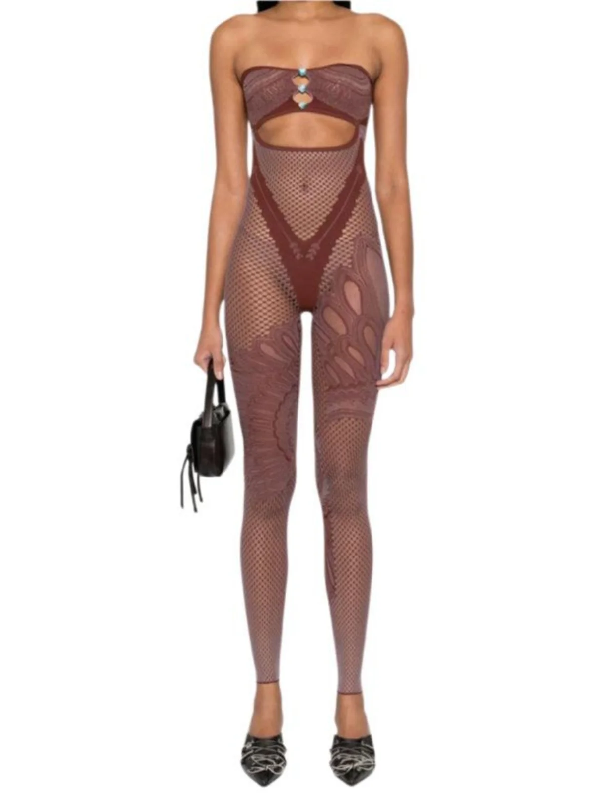 

Сексуальный ажурный вязаный облегающий комбинезон, брюки с высокой талией, длинные леггинсы Street Sle, летняя мода, развивающие