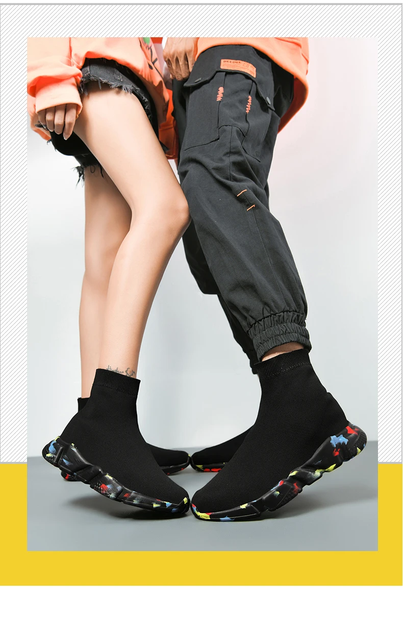 2025, schwarze High-Top-Sneaker für Herren und Damen, klassische Designer-Strick-Freizeit-Sneaker für Herren, modische, bequeme Slip-on-Sportschuhe für Damen – Detail 3