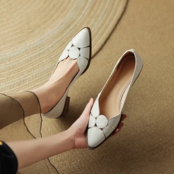 Genuine Leather Women Sandals Round Toe Chunky Heel Women Shoes Summer/Fall Roman Shoes for Women Handmade Shoe Женские сандалии